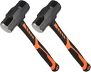 2 PCS 4lb Sledge Hammer, 14.5 Inch Heavy Duty Crack Hammer with Forged Steel Head and Shock Reduction Fiberglass Handle, 4 Pound Club Hammer for Demolition Work