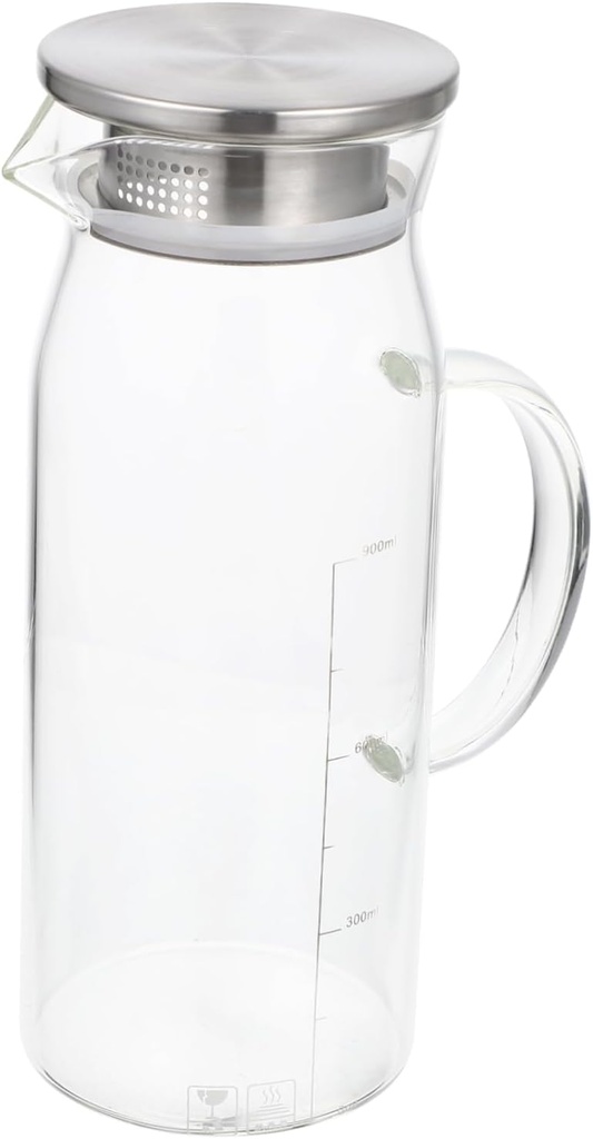 High Temp Resistant Glass Cold Kettle Large Capacity Insulated Pitcher Lid for Hot Tea Iced Tea Hotel Restaurant Family Use