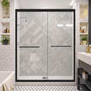 Okak Shower Door 56-60" W x 72" H Semi-Frameless Shower Doors Glass Sliding with 1/4" Thick Tempered Glass and Stainless Steel Handle for Hotel, Matte Black