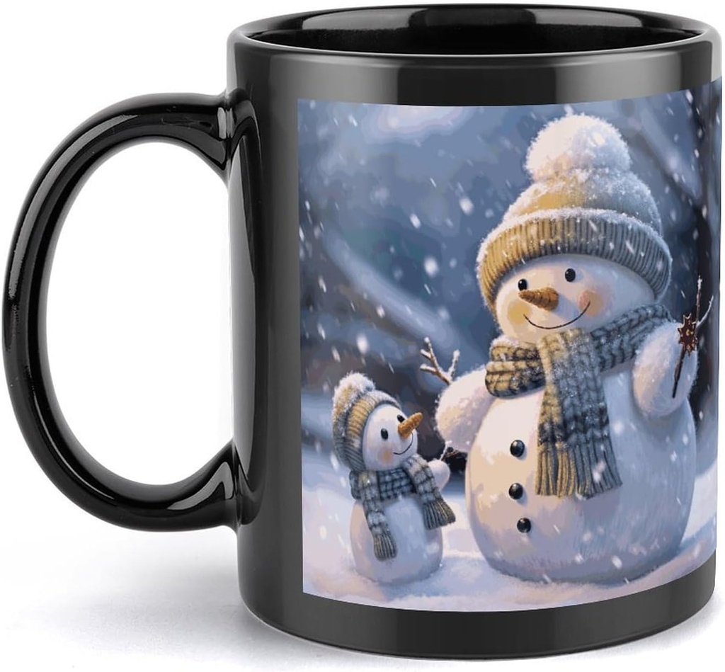 Winter Snowman Travel Mug Ceramic Large Ceramic Coffee Mugs with Handle, Porcelain Mugs- Perfect for Coffee Tea Espresso Other Beverages