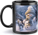 Winter Snowman Travel Mug Ceramic Large Ceramic Coffee Mugs with Handle, Porcelain Mugs- Perfect for Coffee Tea Espresso Other Beverages