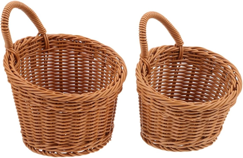 ABOOFAN 2pcs Woven Hanging Storage Baskets for Kitchen Organization Decorative Wall Baskets for Fruits Vegetables and Seasonings and Rustic Home Decor