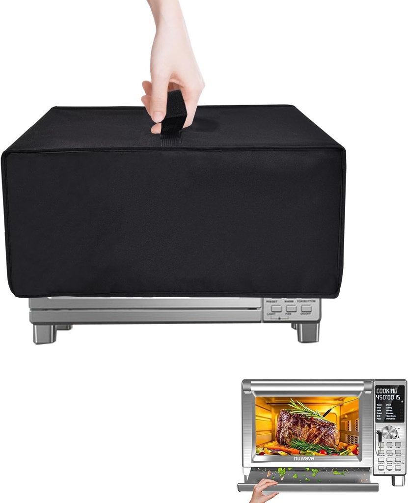 Air Fryer Oven Cover for Nuwave Bravo XL Pro Air Fryer Toaster Oven 30QT Heavy Duty Thickened Dust Cover Waterproof Dustproof Heat-Resistan Toaster Oven Cover-16.5x20.9x10.2in (Black)
