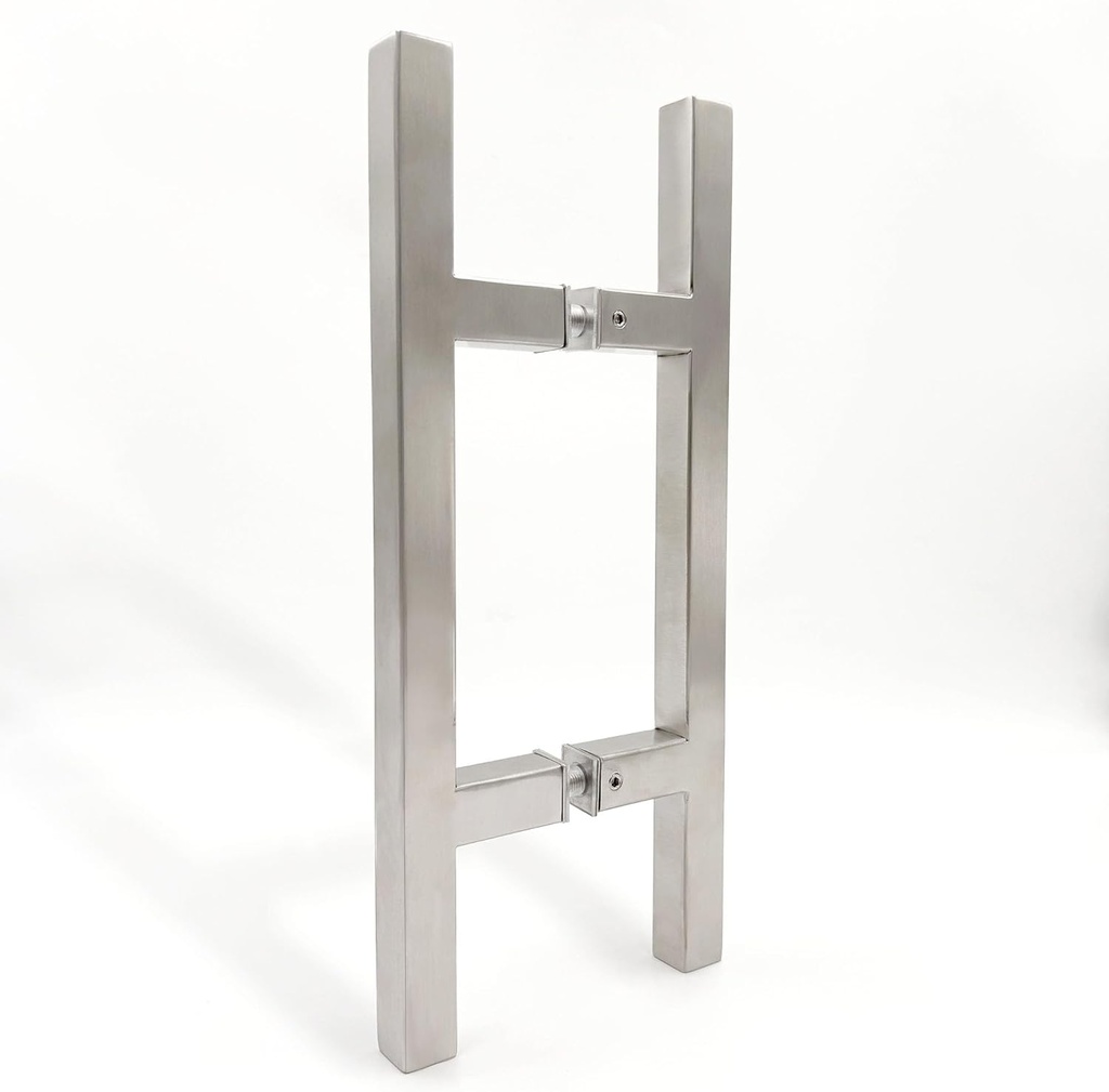 Square Ladder Pull Back-to-Back Handle, 304 Stainless Steel Bathroom Shower Door Replacement Hardware, H Shape Tube Handle for Sliding Frameless Shower Door Panel (Brushed Nickel, 6 Inch)