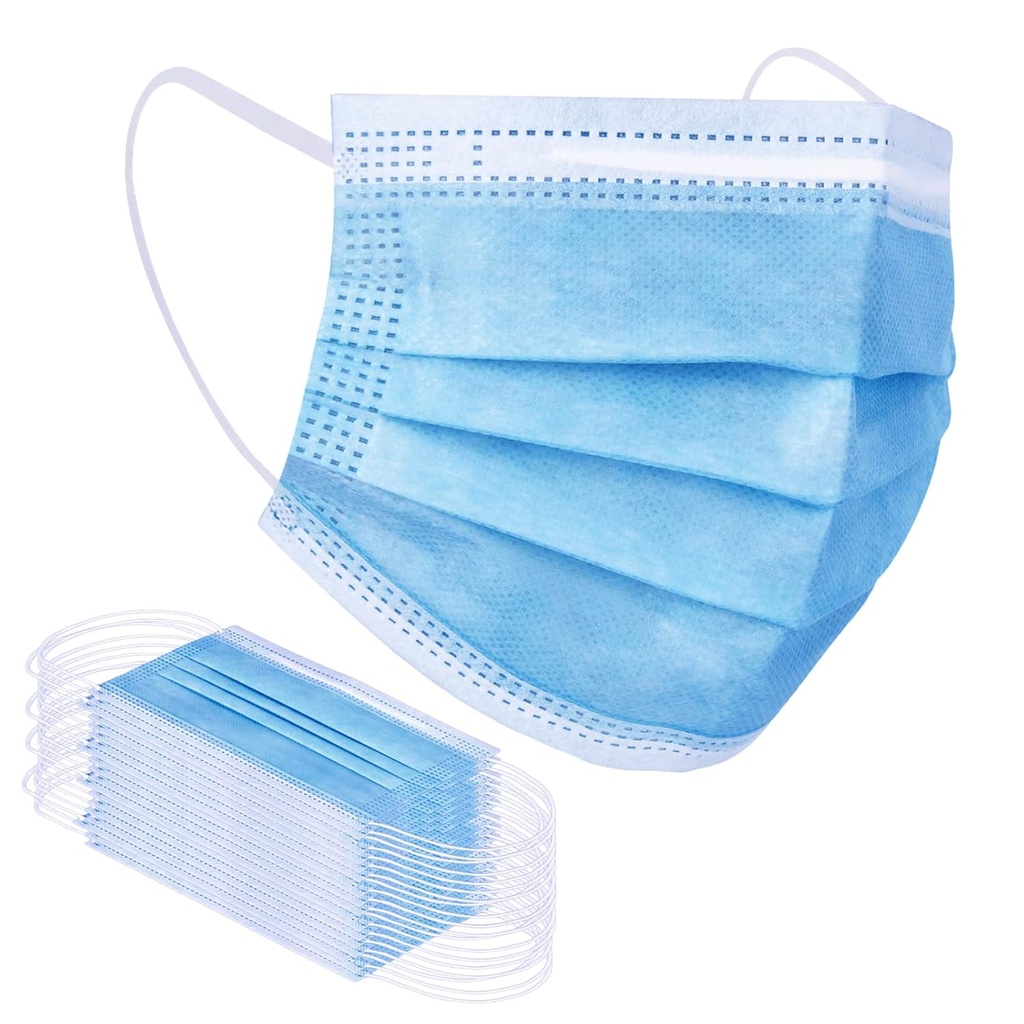 Borje Blue Disposable Face Mask 100 Pcs Blue Face Masks 3 Ply Protection Masks