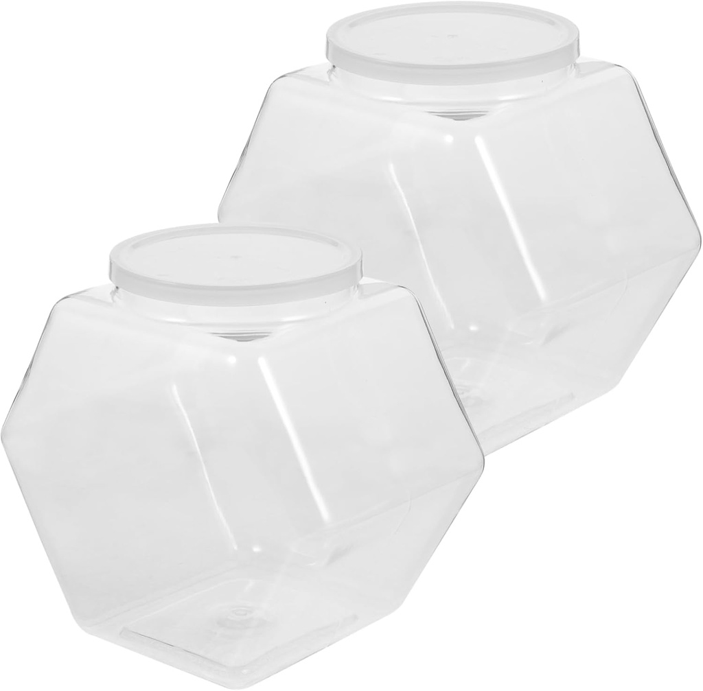 2pcs Airtight Hexagon Storage Jars for Kitchen Dry Food Containers for Spices Cookies Candy Nuts Capacity Wide Mouth for Easy Filling and Cleaning