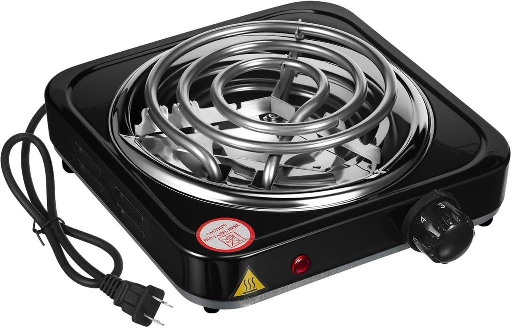 1000W Single Burner Electric Cooktop, Hot Plate with 5 Mode Temperature Control, Compact and Portable Design, Applicable to Camping, Dorm, and Small Apartments (Black)