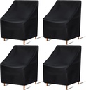 Tegeme 4 Pieces Outdoor Patio Chair Covers, Waterproof Stackable High Back Seat Covers, Outside Garden Lawn Cover for Anti-UV, Snow Dust, Windproof, Black (47 x 25 x 25 x 27.5 Inch)