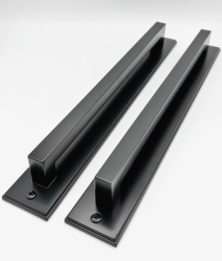 Custom Bold Garage Door Decorative Hardware - New Zinc Metal, Beautiful Modern Design - Attract Collection, Use Magnets or Screws - Matte Black (Includes 2 Handles)