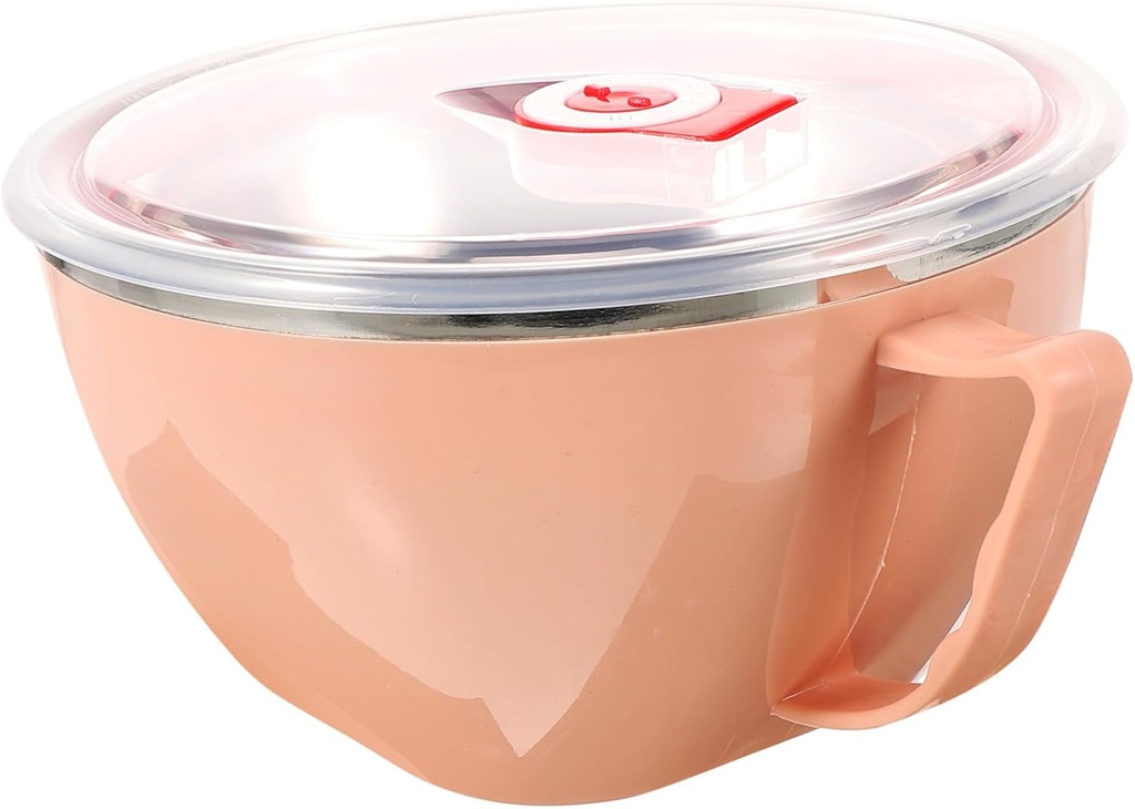 Mikinona Stainless Steel Noodle Bowl Lid Handles Insulated Food Container for Soup Pasta Rice Microwave Oven Safe Bowl