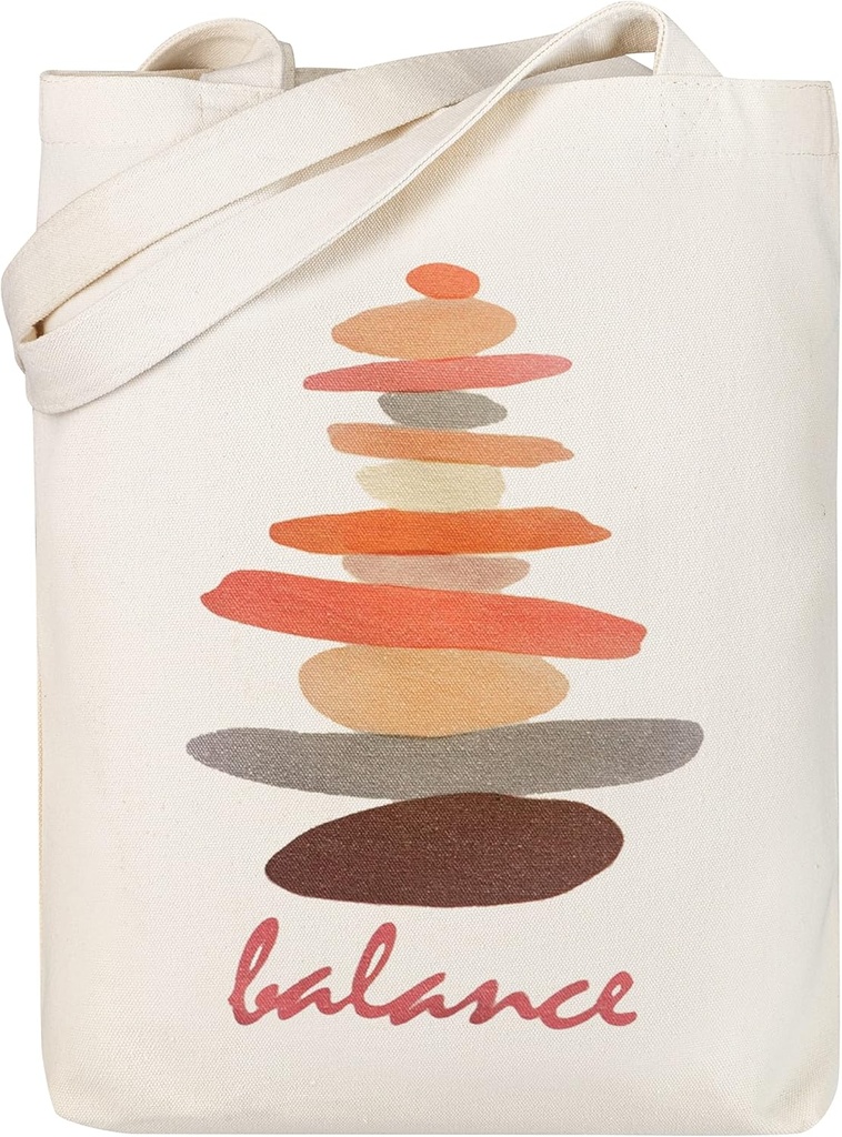 Miller & Max Canvas Tote Bag,100% Cotton, Balance Cute Print, Durable Design with Inner Pocket, 12 oz Canvas Bags - for Shopping, Training and Walk, Aesthetic