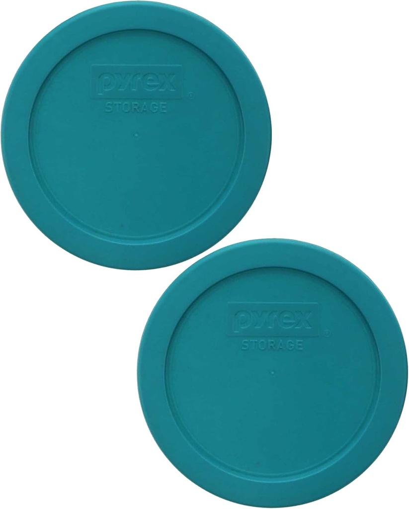 Pyrex 7200-PC 2-Cup Turquoise Food Storage Replacement Lid (2-Pack) - Made in USA