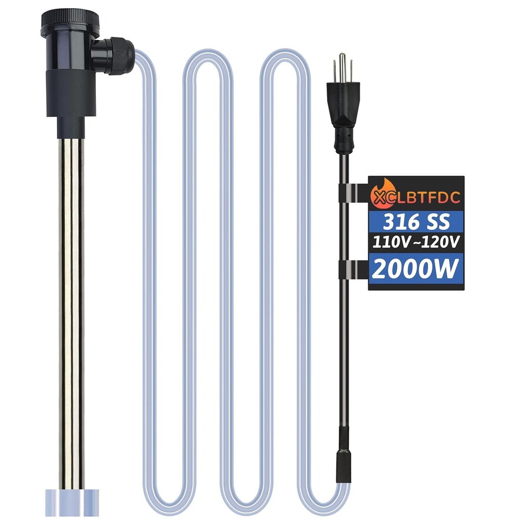 2000W Immersion Water Heater Portable Electric Hot Tub and Pool Submersible Water Heater with WiFi Timer and Auto Shut Off for Spa, Above Ground Pool, Bathtub, Swimming Pool and Baptistry.