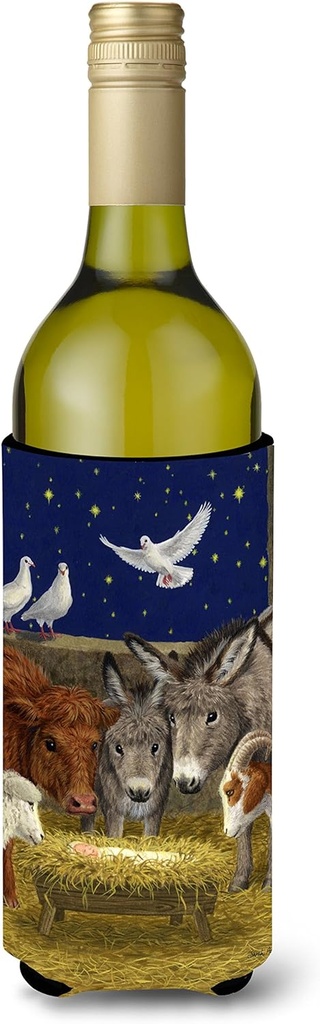 Caroline's Treasures ASA2143LITERK Nativity Scene with just Animals Wine Bottle Hugger Bottle Cooler Sleeve Hugger Machine Washable Collapsible Insulator Beverage Insulated Holder