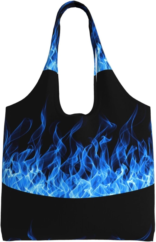 Tote Bag Kitchen Reusable Grocery Bags Blue Flame Canvas Tote Bag Aesthetic Reusable Shoulder Bag For Gym, Travel, Work