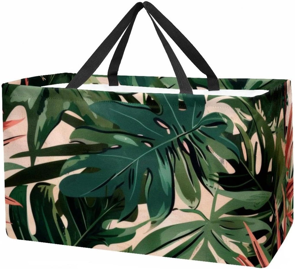Reusable Grocery Bag Jungle Pattern Large Stand Up Tote Shopping Bag with Reinforced Handles