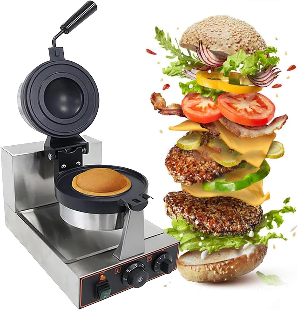 Ice Cream Maker Hamburger Waffle Maker,Ice Cream Stuffed Burger Machine,Adjustable Temperature 50-300℃, 5 Minutes Timer, Double-sided Heating, Non-stick Coating,Suitable for Home Kitchen