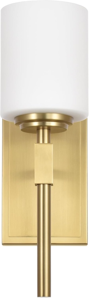 1-Light Brass Wall Sconce, Stylish Aged Brass Sconces Wall Lighting, Transitional 1 Light Bathroom Vanity Lighting with Opal Glass Shade, Wall Light for Bedroom Bathroom Living Room Entryway Hallway