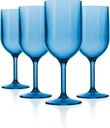 Drinique Unbreakable Stemmed Wine Glasses (Set of 4) 12oz Shatterproof, Reusable Tritan Wine Glasses for Red or White Wine - Blue