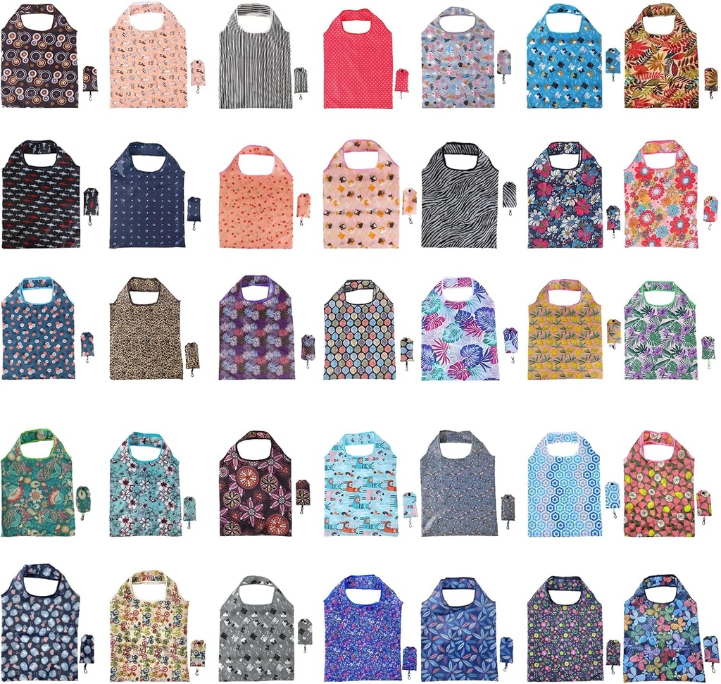 35 Pack Reusable Floral Grocery Bags Foldable Grocery Bags Machine Washable Bags Grocery Bag Reusable Shopping Bag Waterproof Reusable Groceries Bag Packable Shopping Bag for Shopping