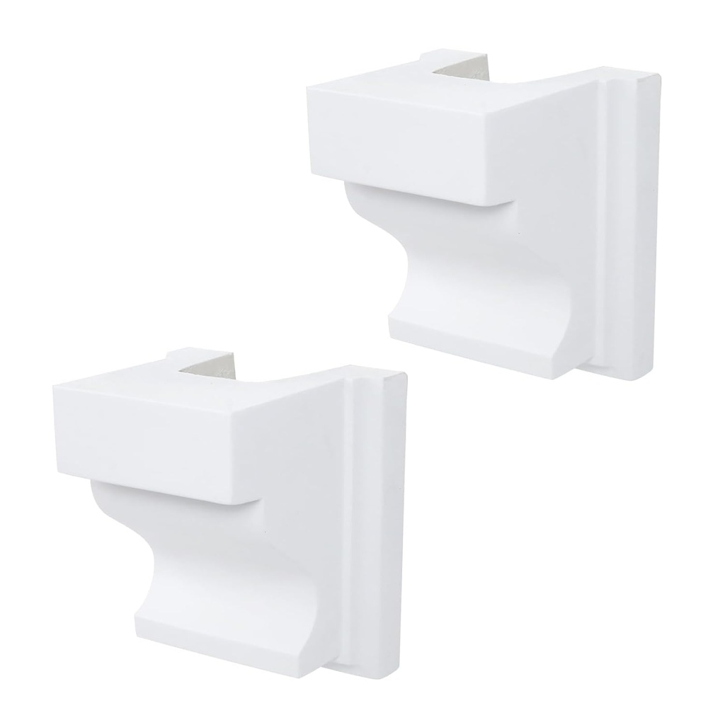 Semetall Decor Corbel 4-1/2 Inch W x 5 Inch D x 5-3/4 Inch H PU Plastic Corbels for Shelves - Cuttable & Drillable Decorative Wall Brackets, Support for Home/Office/Hotel (White-2Pcs)