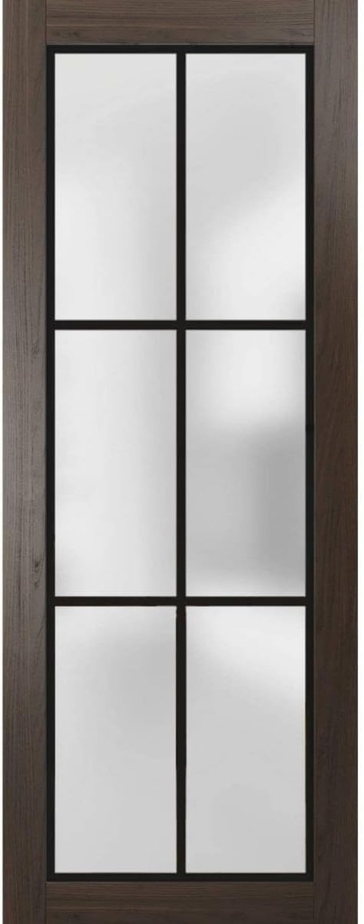 SARTODOORS Slab Barn Door Panel Frosted Glass | Planum 2122 Chocolate Ash | Sturdy Finished Doors | Pocket Closet Sliding-28 x 80"