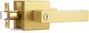 Door Handle Interior Gold 8 Pack, Square Privacy Door Lever with Lock, Brass Door Lockset for Bedroom Bathroom, Reversible for Right Left Doors