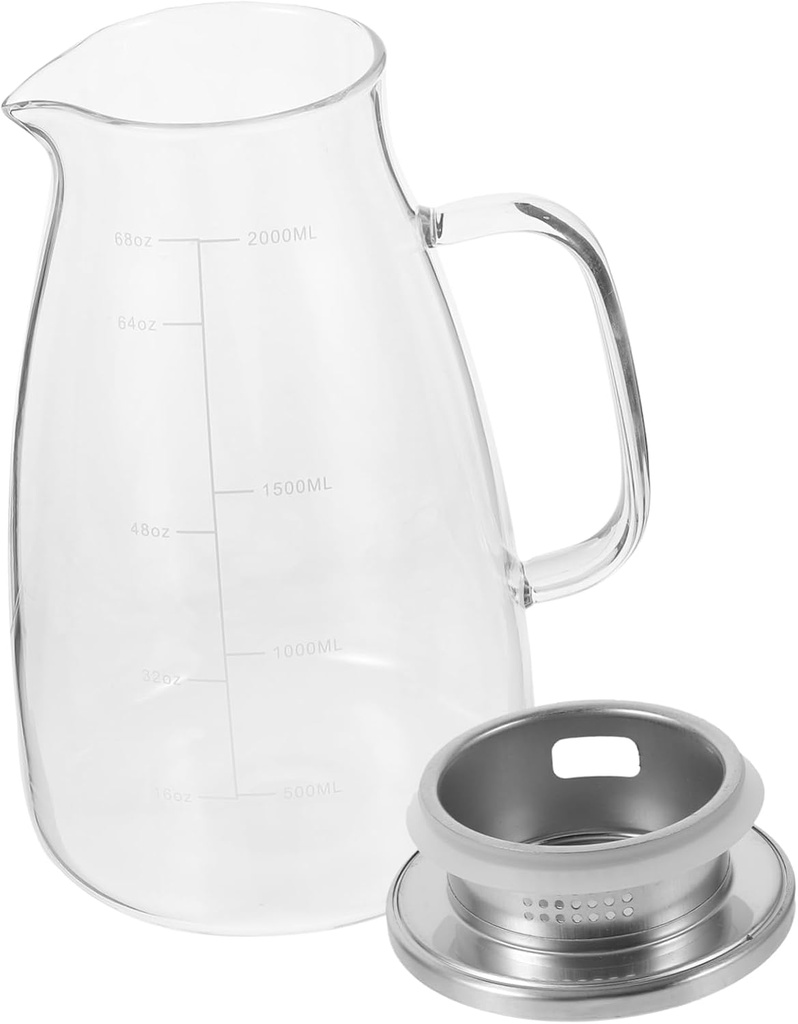 OUNONA Insulated Glass Pitcher Large Capacity Kettle Stovetop for Iced Tea Juice Milk
