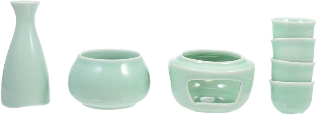Ceramic Sake Set with Warmer Traditional Japanese Style Wine Dispenser Elegant Drinking Cups for Hot and Cold Beverages for Home and Special Occasions