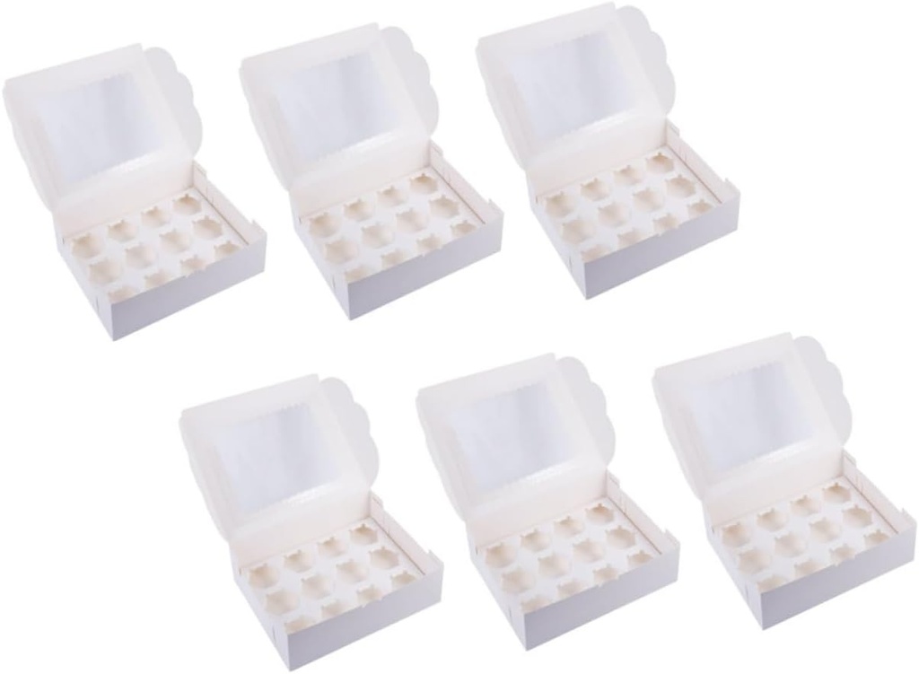 Unomor 6pcs Cupcake Storage Boxes Food-grade Cake Containers Inserts for Simple Design Muffin Boxes for Bakery Events and Parties