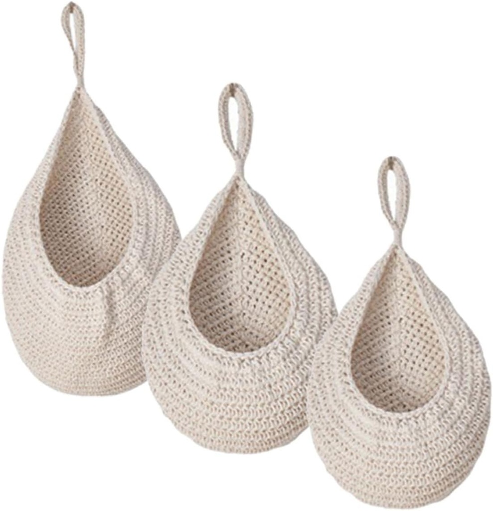 1set Woven Hanging Basket Wall Decor for Home Storage Stylish Fruit Organizer for Kitchen Versatile Sundries Holder