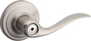Kwikset Tustin Interior Privacy Door Handle with Lock, Door Lever For Bathroom and Bedroom, Satin Nickel Reversible Keyless Turn Lock, with Microban Protection
