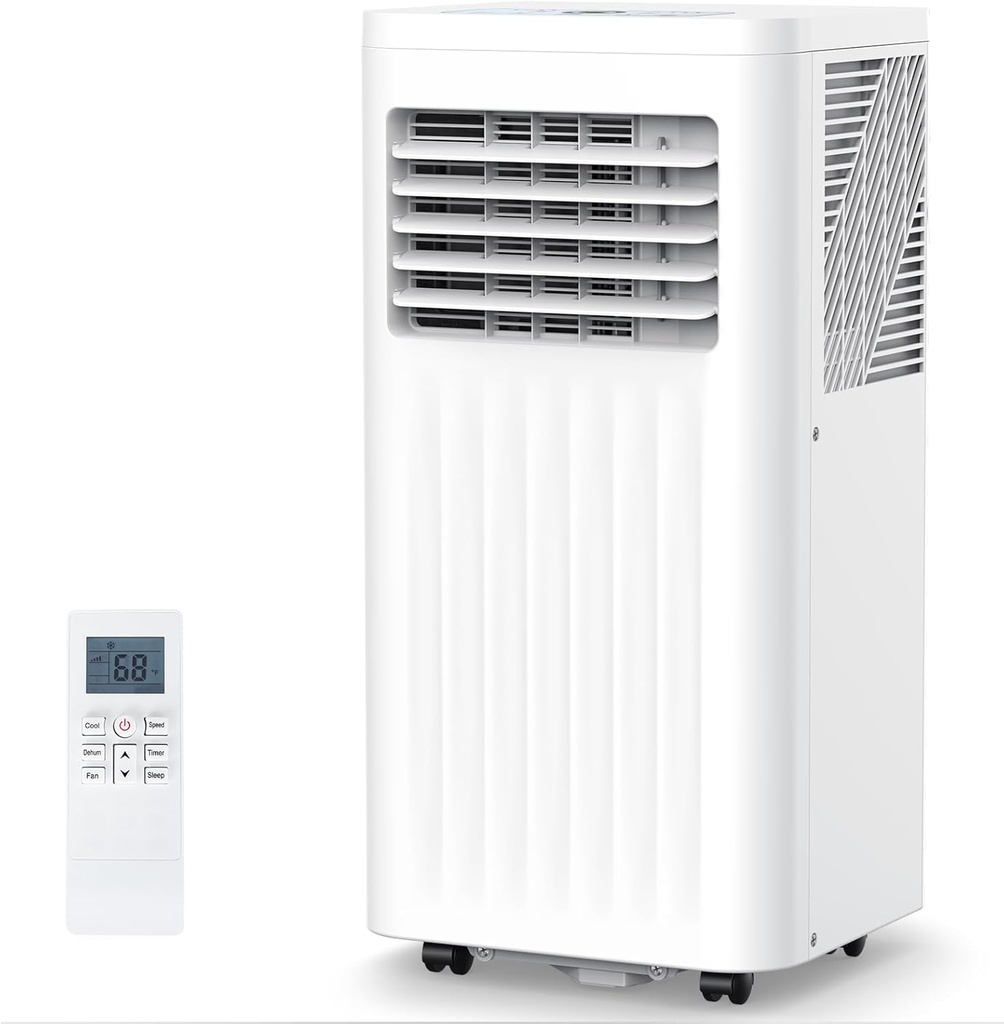 COWSAR 10,000 BTU Portable Air Conditioners, Portable AC Unit Cools Up to 450 Sq.ft with Remote, 4 Modes Room Air Conditioners with Digital Display/Swivel Wheels/Installation Kits/24H Timer, White