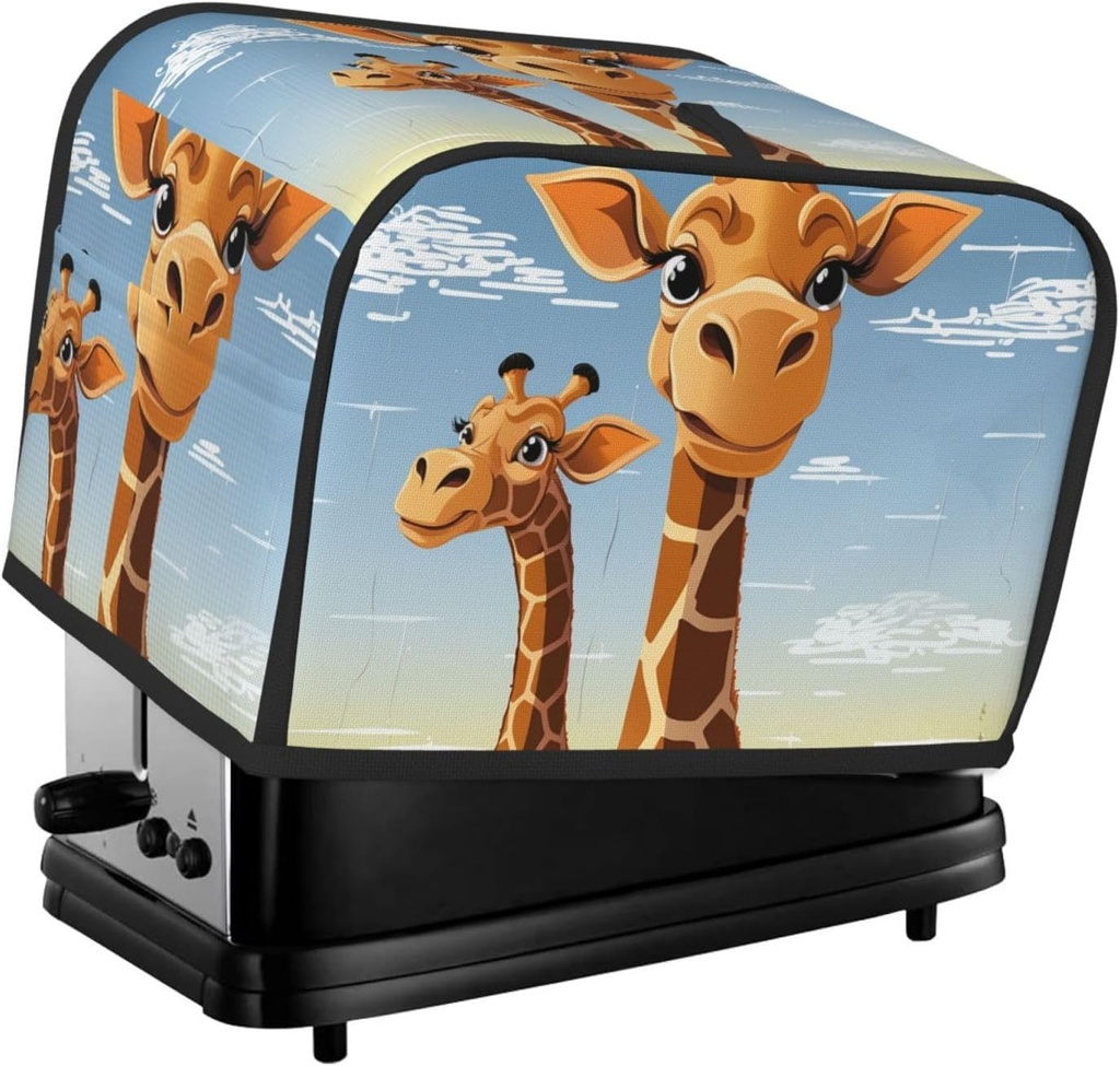 Giraffe 2 Slice Toaster Covers Dustproof Splash-Proof Bread Machine Cover Fingerprint Protectors Small Washable Kitchen Appliance Cover Universal Size