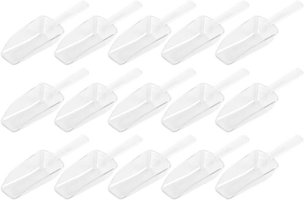 Ciieeo 15 Pcs Multi Purpose Plastic Food Scoops and Ice Shovels Ergonomic Design for Easy Handling for Measuring Rice Candy Tea Flour and More