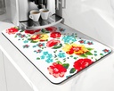 Coffee Bar Mat Accessories for Countertop Pioneer Flower Absorbent Hide Stain Rubber Backed Dish Drying Mats for Kitchen Counter Draining Pad Decor Gift Fit Under Coffee Maker (20x12in)