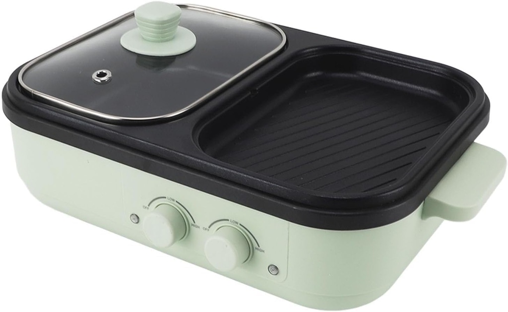 1300W Electric Cooker, Non Stick Dual Sides Electric Hot Pot with Divider Frying Cooking Pot for Indoor Outdoor Use