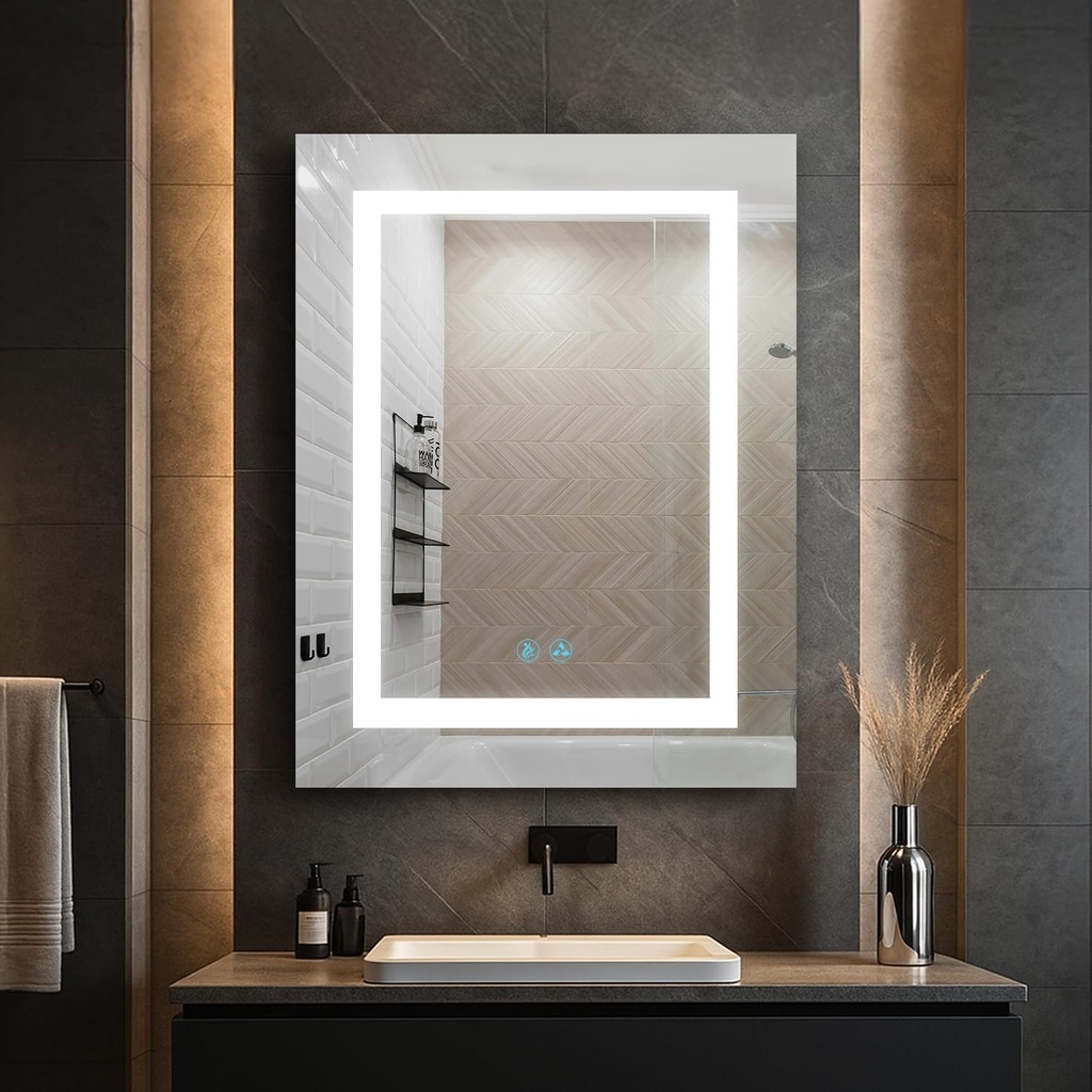 Blossom LED Lighted Medicine Cabinet Mirror for Bathroom 20x26 Inch, Left Hinge Recessed/Surface Mount - LED Mirror Cabinet with Lights, Defogger/3 Color Dimmer, Perfect Makeup Vanity