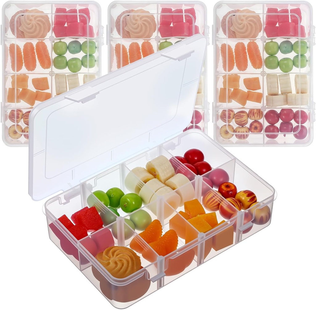 4 Pcs Snack Box Container, 8 Compartments Snack Containers Reusable Meal Prep Lunch Containers.
