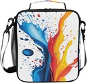 Kids Lunch Box Colorful Paint Splash Insulated Lunch Bags Boys Girls with Adjustable Strap Cooler Meal Box School Office