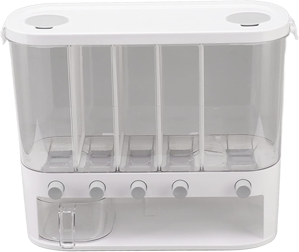 Zerodis Food Storage Packaging Storage Container 5 Grids Bulk Rice Organizer Box Countertop Rice Holder Bucket Cereal Dispenser Container Dry Food Dispenser Grain Storage Rice Dispenser