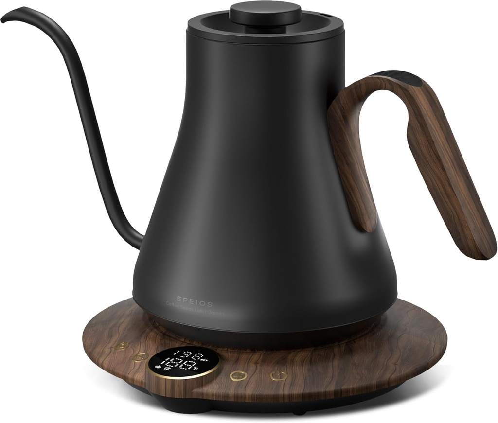 Electric Kettles, INTASTING Gooseneck Electric Kettle, ±1℉ Temperature Control, Stainless Steel Inner, Quick Heating, for Pour Over Coffee, Brew Tea, Boil Hot Water, 0.9L (Glossy Black)