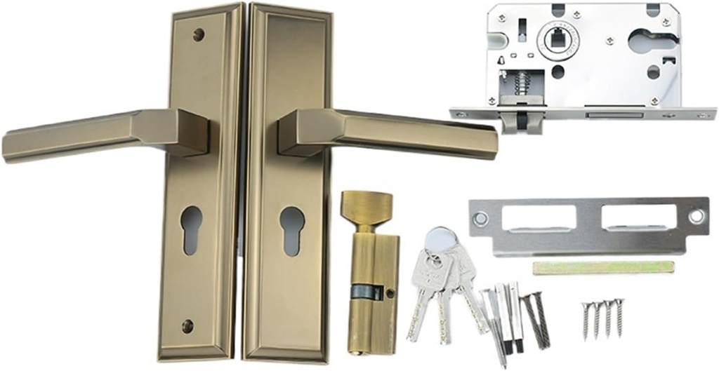 Zinc Alloy Indoor Yellow Bronze Door Lock American Household Silent Bronze Mechanical Bedroom Door Lock(M12 116 Coffee Bronze)