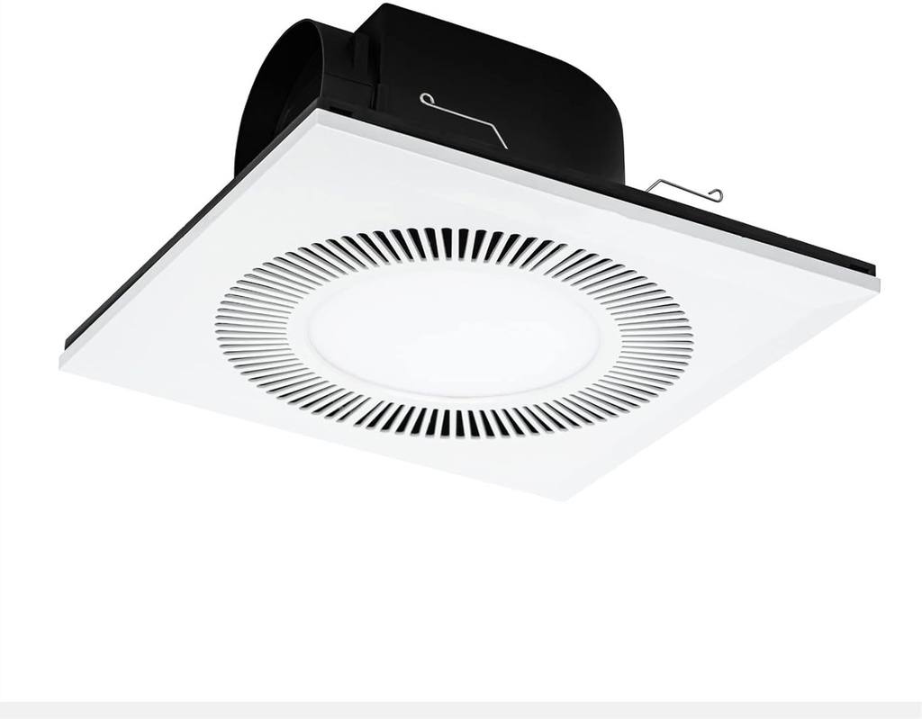 Exhaust Fan 10 Inch Ceiling Window Exhaust Fan with Light, Directed Combination Square Ceiling Mount Ventilation Fan for Bathroom/Shower/Bathroom/Home/Office