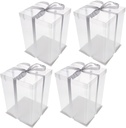 LIFKOME 4 Pack Round Bakery Cake Boxes Plastic Storage Carriers Pastry Boxes for Dessert Safe Food Packaging for Birthday Parties