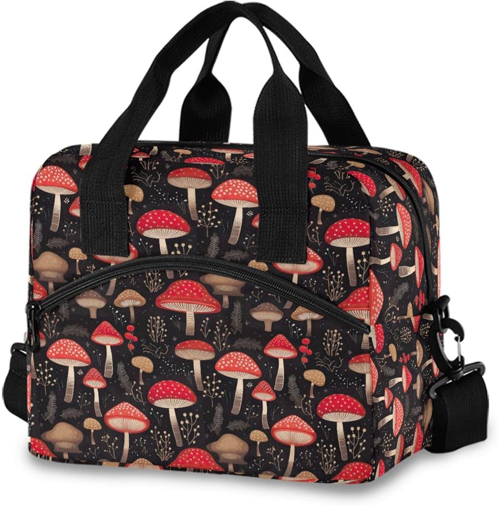 Mushroom Lunch Bags for Women Men Large Insulated Lunch Boxes Decoration Durable Lunch Tote Lunch Bags Cooler Bags for Teacher School Office Work Picnic B0402896