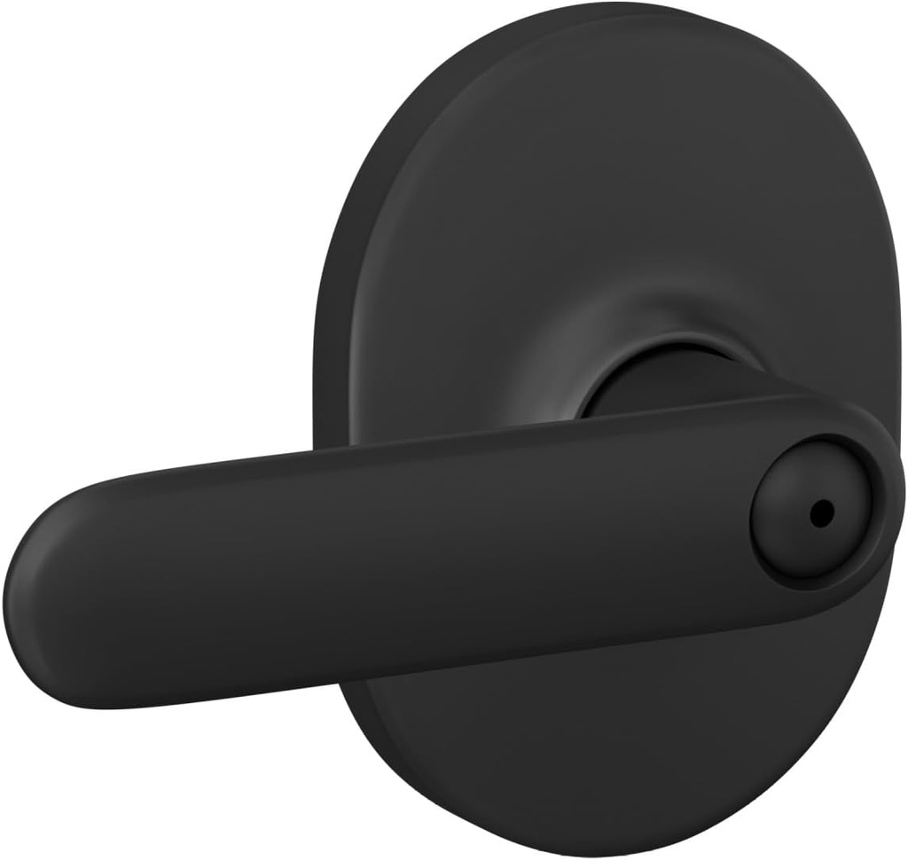 Schlage F40 DAV 622 RMN Davlin Door Lever with Remsen Trim, Bed & Bath Privacy Lock, Matte Black