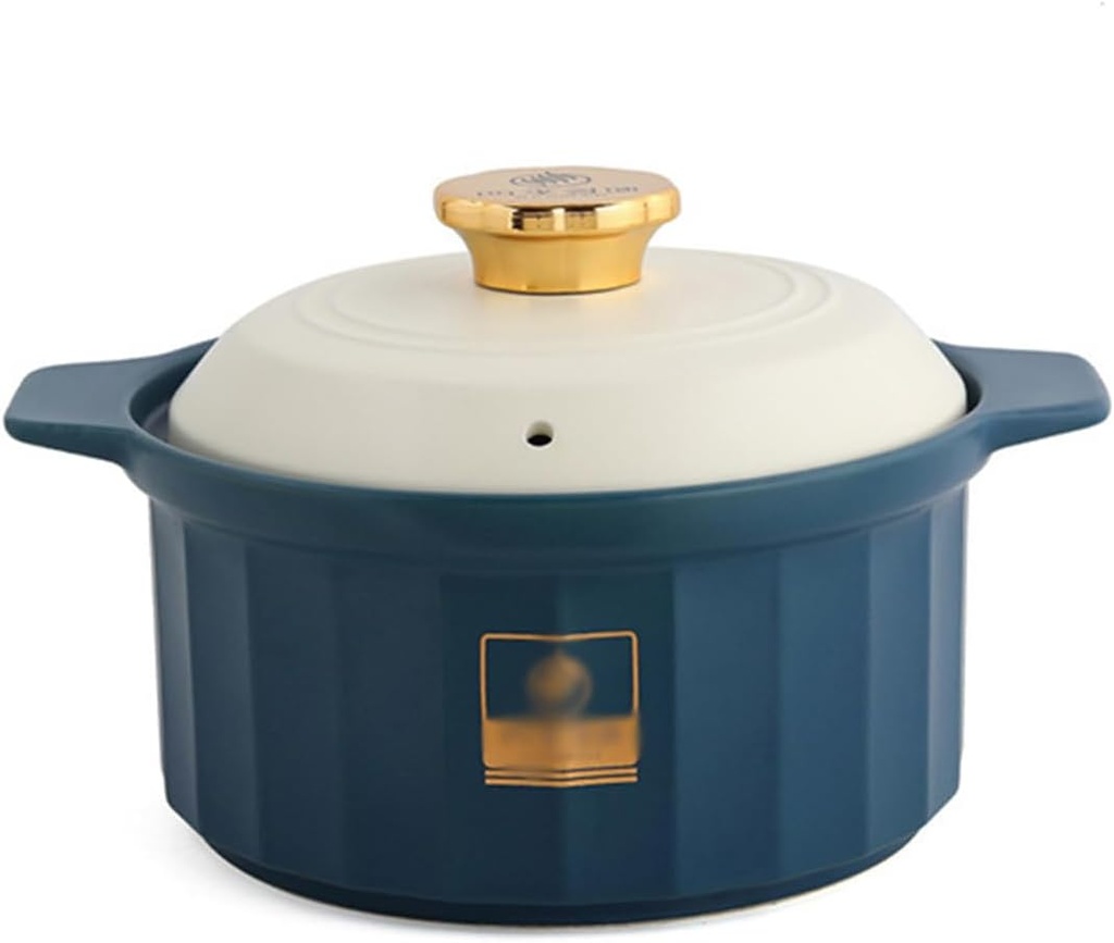 Ceramic Classic Casserole With Lid, Slow Cooker Ceramic Casserole, Double Handle Stew Pot Crock Pot,Home Heat Resistant Non-Stick Braising Pot Hot Pot (A 4Lfrying pan)