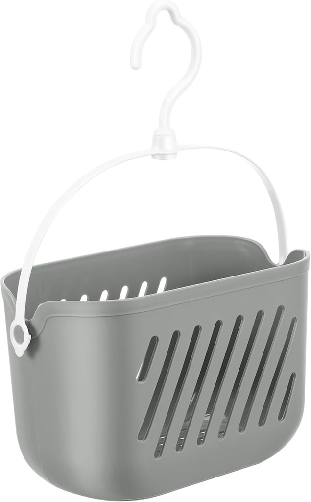 2pcs Hanging Kitchen Storage Basket Hook Plastic Organizer for Shower and Bathroom Space-saving for Shampoo Conditioner and Bath Accessories Gray