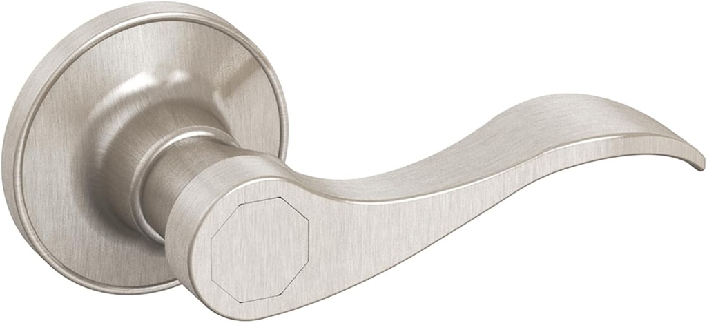 TICONN Dummy Door Handle, Traditional Wave Style Reversible Dummy Door Lever for Interior Doors and Closet (1-Pack, Rear Mount, Satin Nickel)